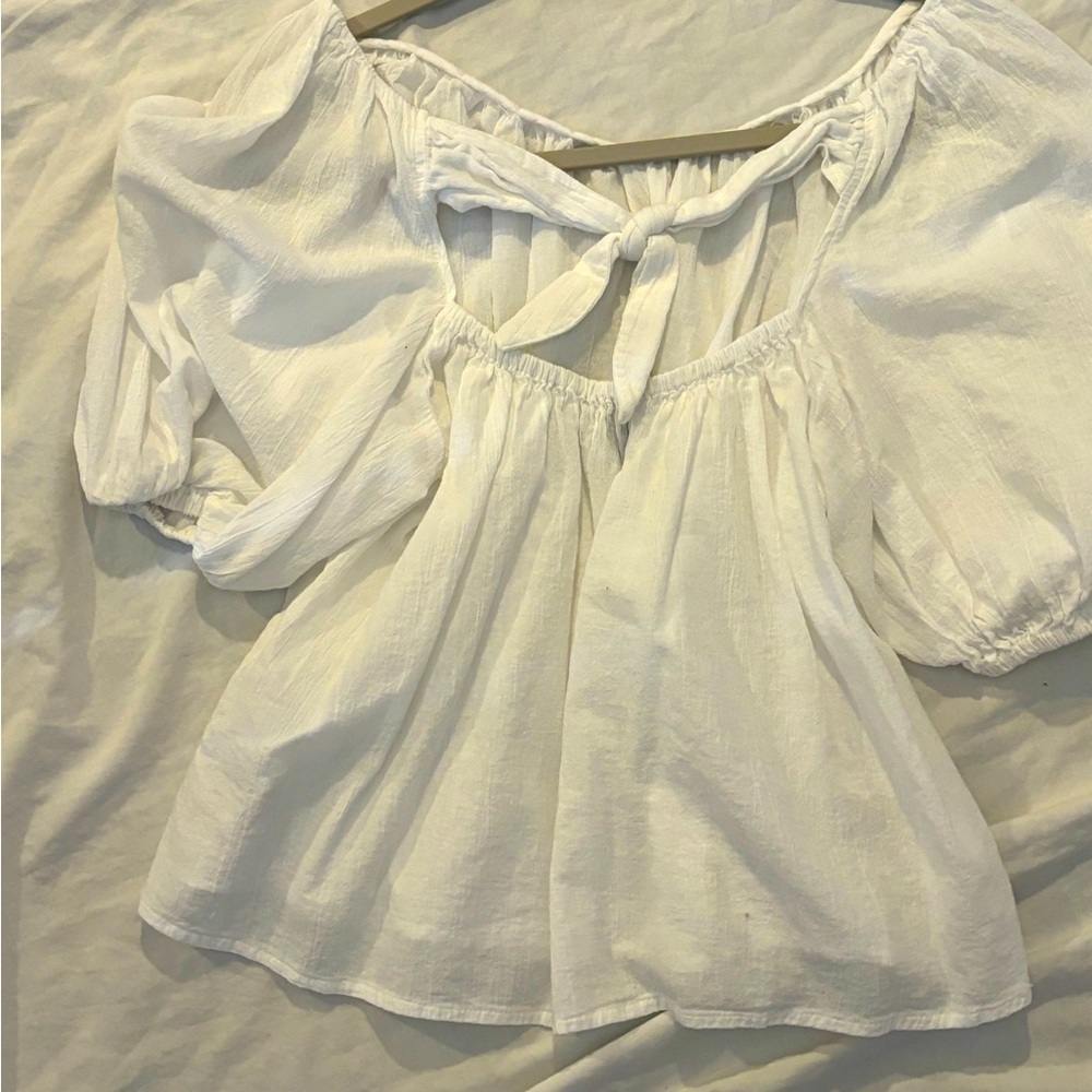 White Flowy Top